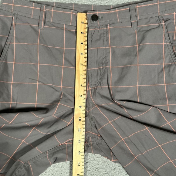 Lululemon Shorts Mens 34 Gray Plaid 5 Pocket Golf Tech Chino Casual Preppy Logo - Picture 7 of 10